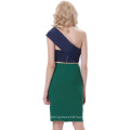 Belle Poque Sexy Womens Asymmetrical One Shoulder Big Bow-Tie Decorated Cropped Navy Tops BP000343-3